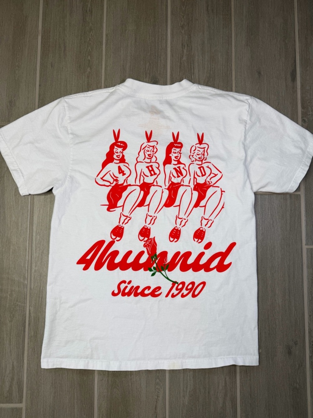 4Hunnid YG Cheerleaders White Short Sleeve Since  1990  Graphic Shirt Mens Small